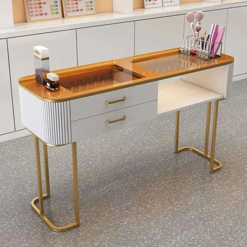 Simple Professional Nail Table Modern Luxury Nail Artist Manicure Table Wooden Storage Mesa De Manicure Salon Furniture KMNT