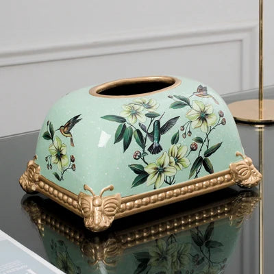 European-style living room coffee table simple drawing paper box home American light luxury ceramic bread tissue box decoration