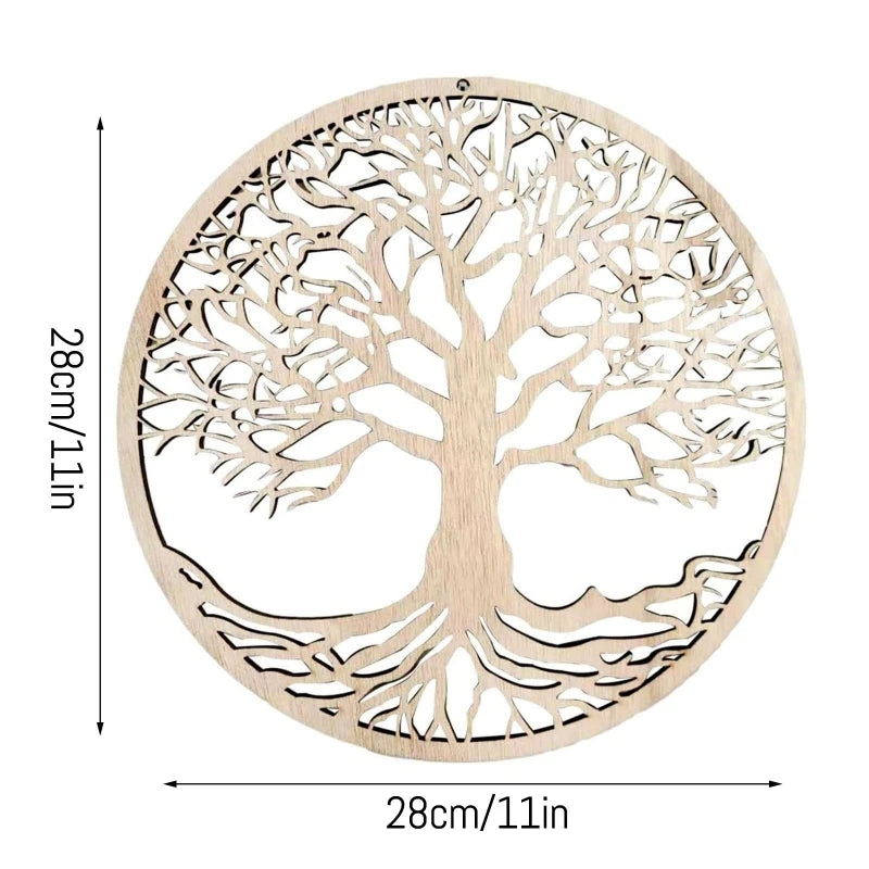 Tree of Life Wooden Wall Art Decor Hanging Crafts Hollow Ornament for Home Bedroom Living Room Decoration Housewarming A0KE