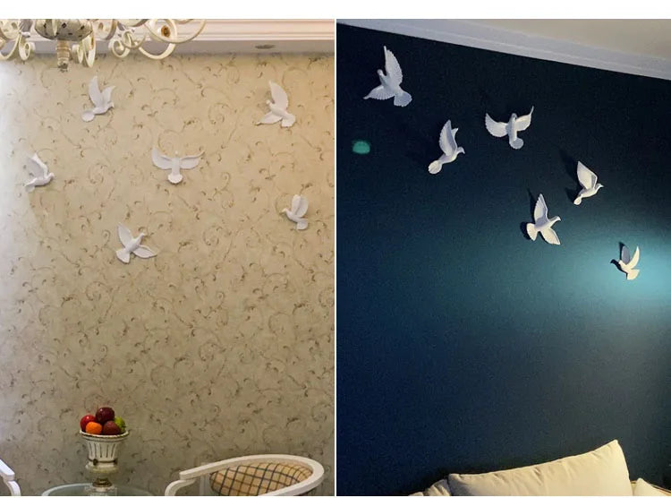 European White Three-dimensional Bird Wall Decoration Living Room Swallow Wall Hanging Abstract Animal Ornaments Home Decoration