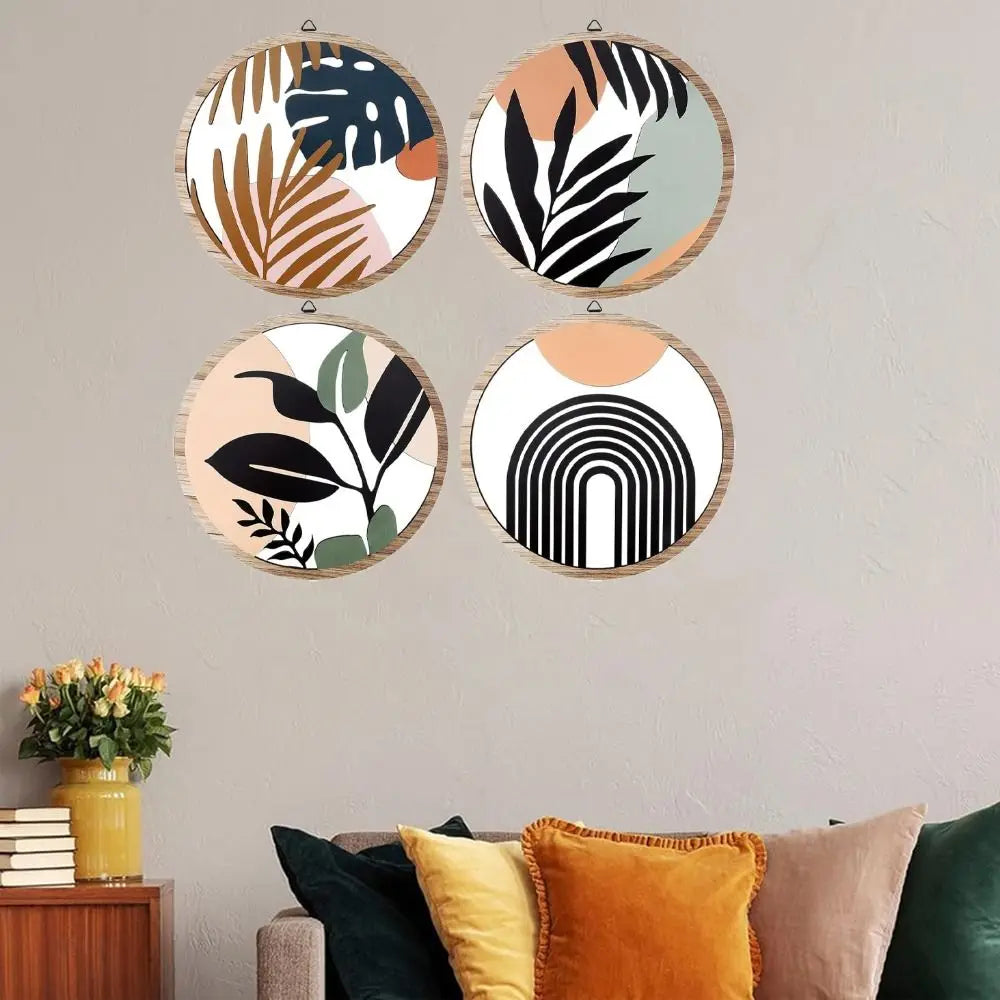 3/4pcs Bohemian Style Wooden Wall Decoration Cartoon Art Wall Hanging Creative Exquisite Background Pendant Living Room