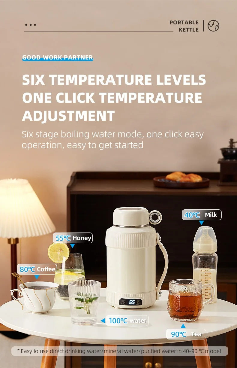 1.2L Electric Kettle Portable Kettle 316 Stainless Steel Kettle Reservation Insulation Kettle Automatic Power Off Adjust Tempera