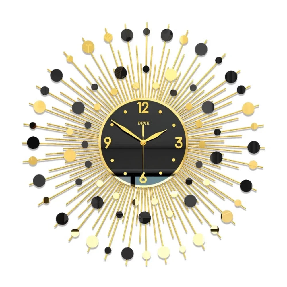 Modern Living Room Wall Clocks Gold Black Simple Stylish Wall Clock Art Unique Reloj De Pared Para Sala Home Furniture