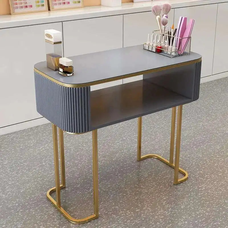 Simple Professional Nail Table Modern Luxury Nail Artist Manicure Table Wooden Storage Mesa De Manicure Salon Furniture KMNT