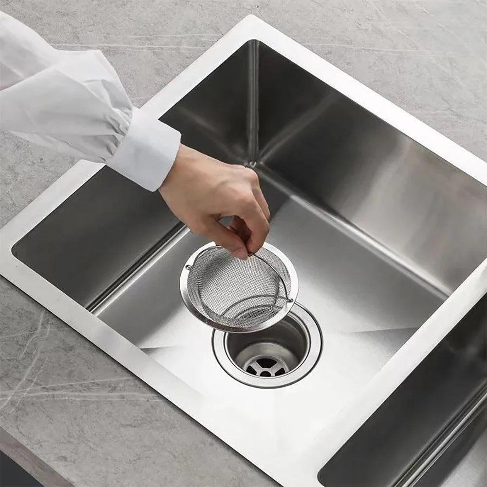 1/5PCS Stainless Steel Kitchen Sink Filter Kitchen Garbage Food Residue Dishsink Filter With Handle Metal Sink Strainer