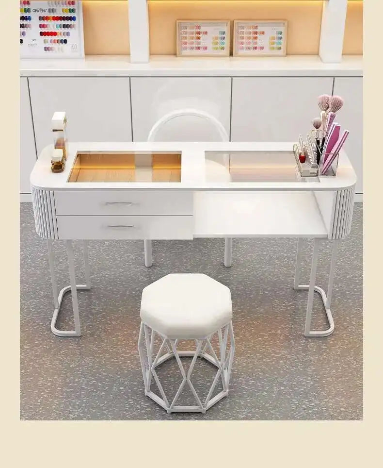 Simple Professional Nail Table Modern Luxury Nail Artist Manicure Table Wooden Storage Mesa De Manicure Salon Furniture KMNT