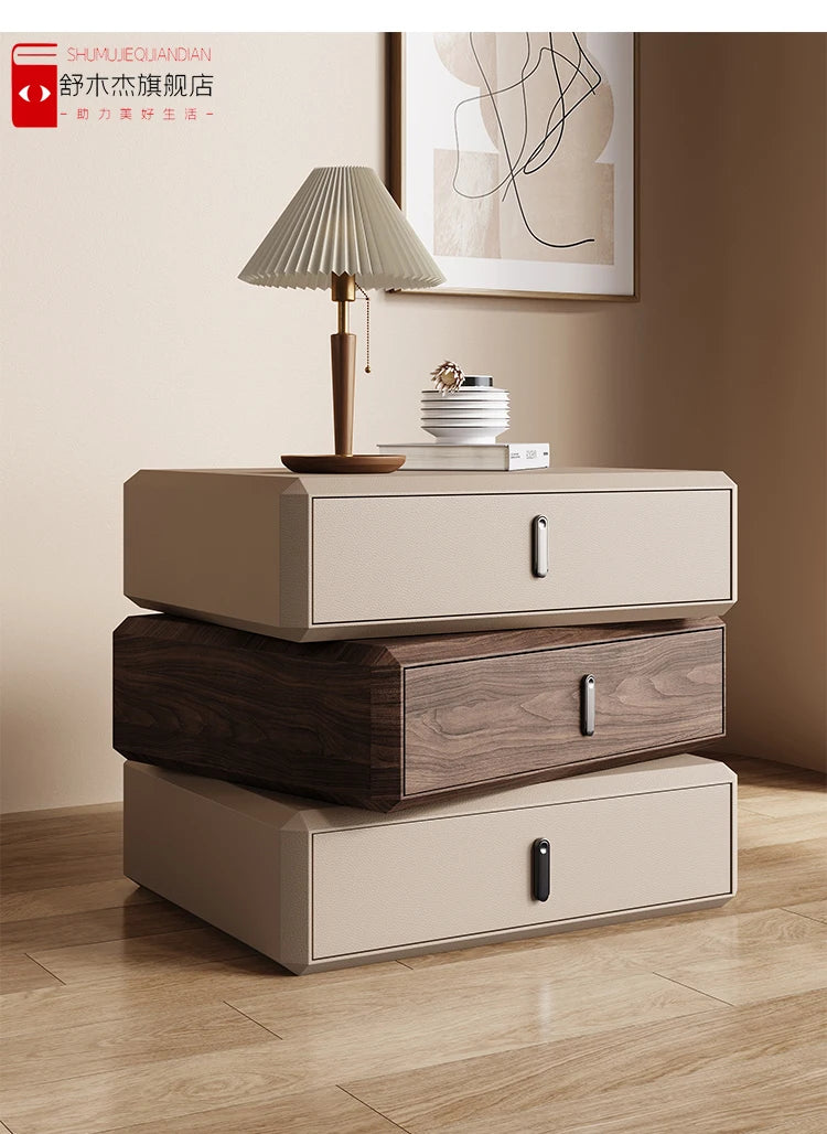 Rotating Solid Wood Nightstand Modern White Drawer Nordic Hotel Bedside Table Small Storage Mesitas De Noche Home Furniture