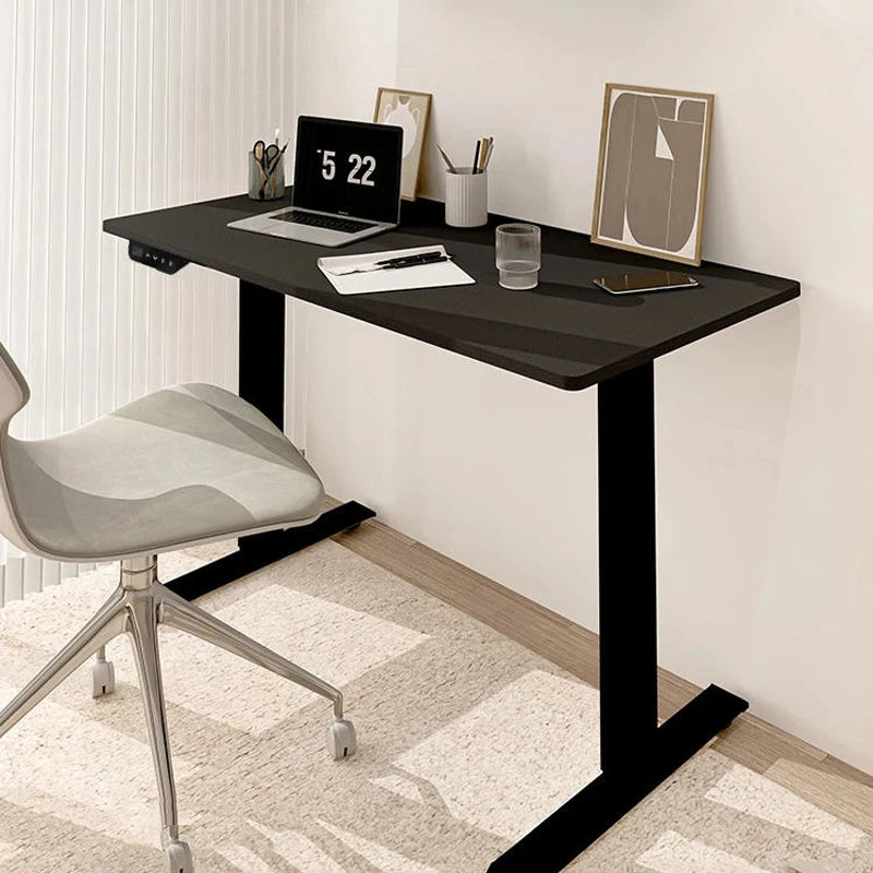 Electric Computer Table Vertical Desk Workstation Integrated Style Desktop Belt Lifting and Lowering Function Computer Desk 140x70cm