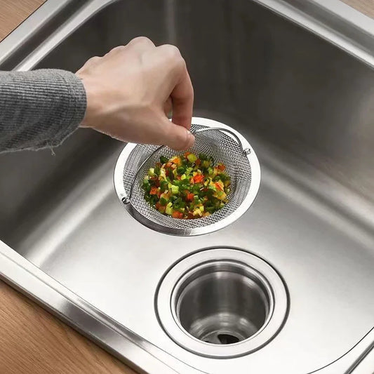 1/5PCS Stainless Steel Kitchen Sink Filter Kitchen Garbage Food Residue Dishsink Filter With Handle Metal Sink Strainer