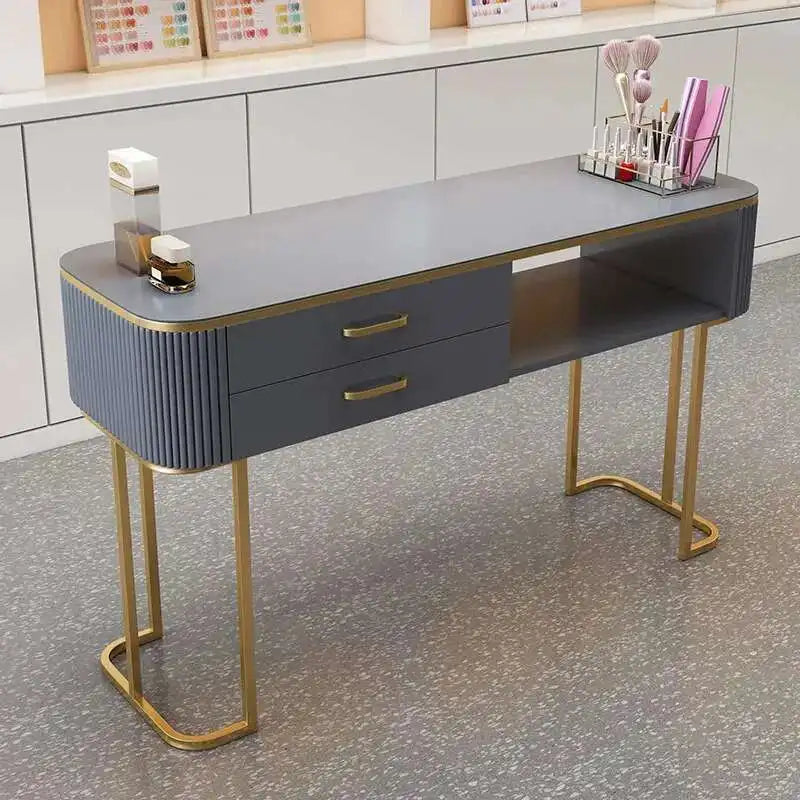 Simple Professional Nail Table Modern Luxury Nail Artist Manicure Table Wooden Storage Mesa De Manicure Salon Furniture KMNT