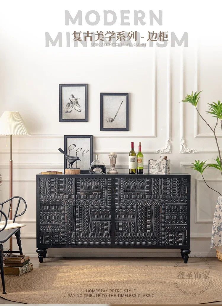 Open Buffet Solid Wood Sideboards Living Room Dresser Closets Luxury Display Cabinet Entrance Credenza Dining Room Furniture