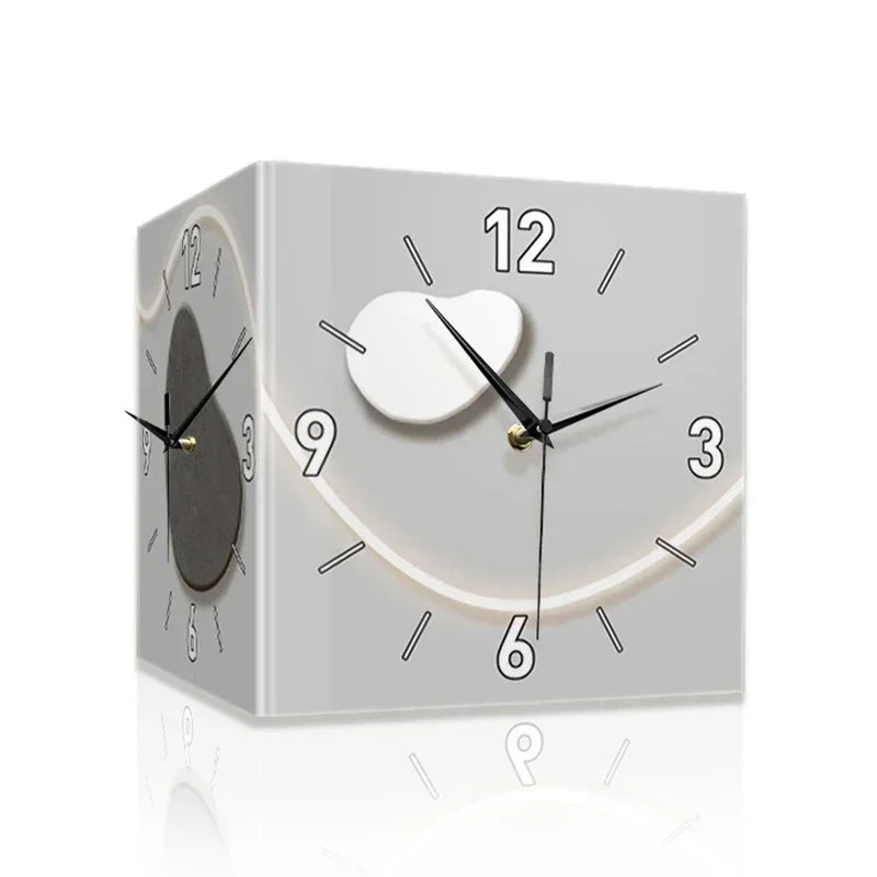 Double-sided Wall Clock Creative Living Room Mural Corner Corner Clocks Modern Art LED Light Wall Clock Hanging Decoration