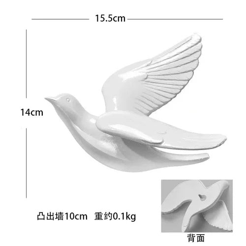 European White Three-dimensional Bird Wall Decoration Living Room Swallow Wall Hanging Abstract Animal Ornaments Home Decoration