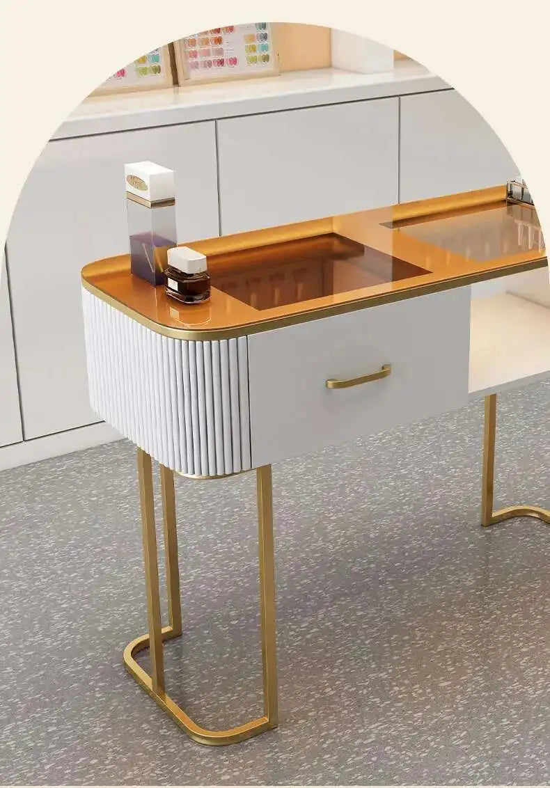 Simple Professional Nail Table Modern Luxury Nail Artist Manicure Table Wooden Storage Mesa De Manicure Salon Furniture KMNT