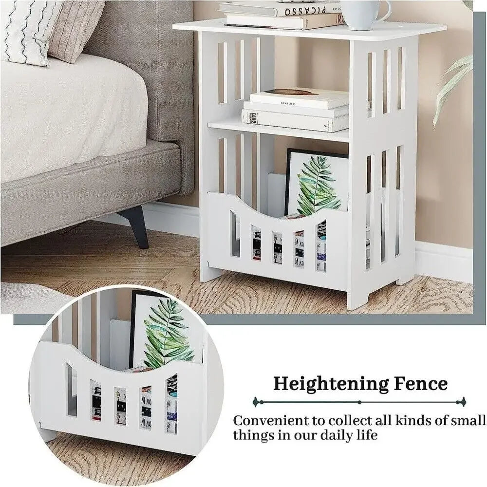 Small Bedside Table Sofa Side Table Living Room Cabinet Side End Coffee Tea Table Nightstand Storage Shelf for Bedroom Bedside