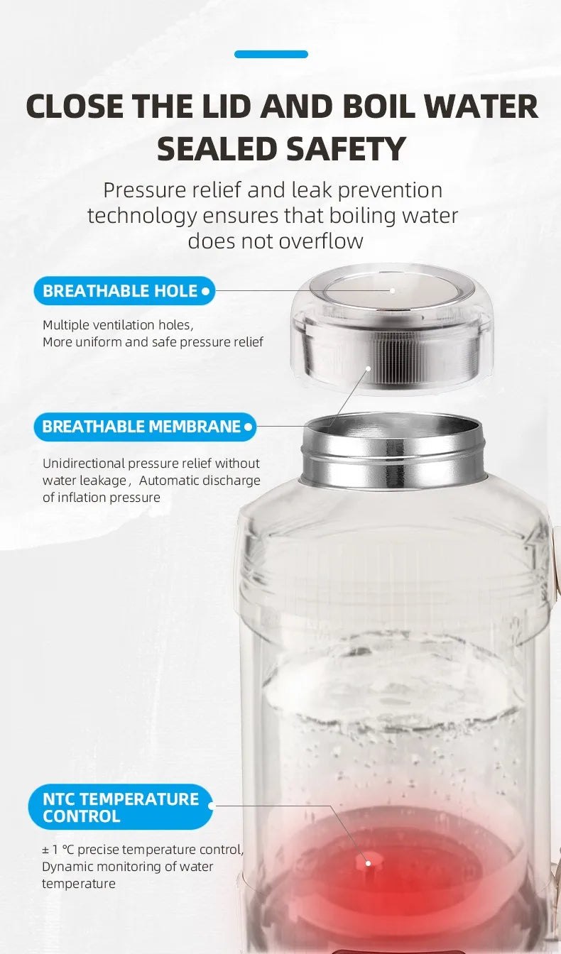 1.2L Electric Kettle Portable Kettle 316 Stainless Steel Kettle Reservation Insulation Kettle Automatic Power Off Adjust Tempera