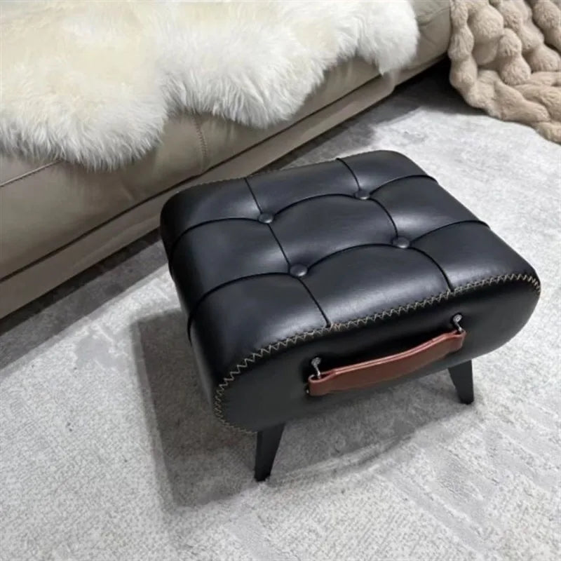 Shoe changing stool, doorstep, living room soft bag, minimalist sofa, footstool, light luxury leather art, low stool