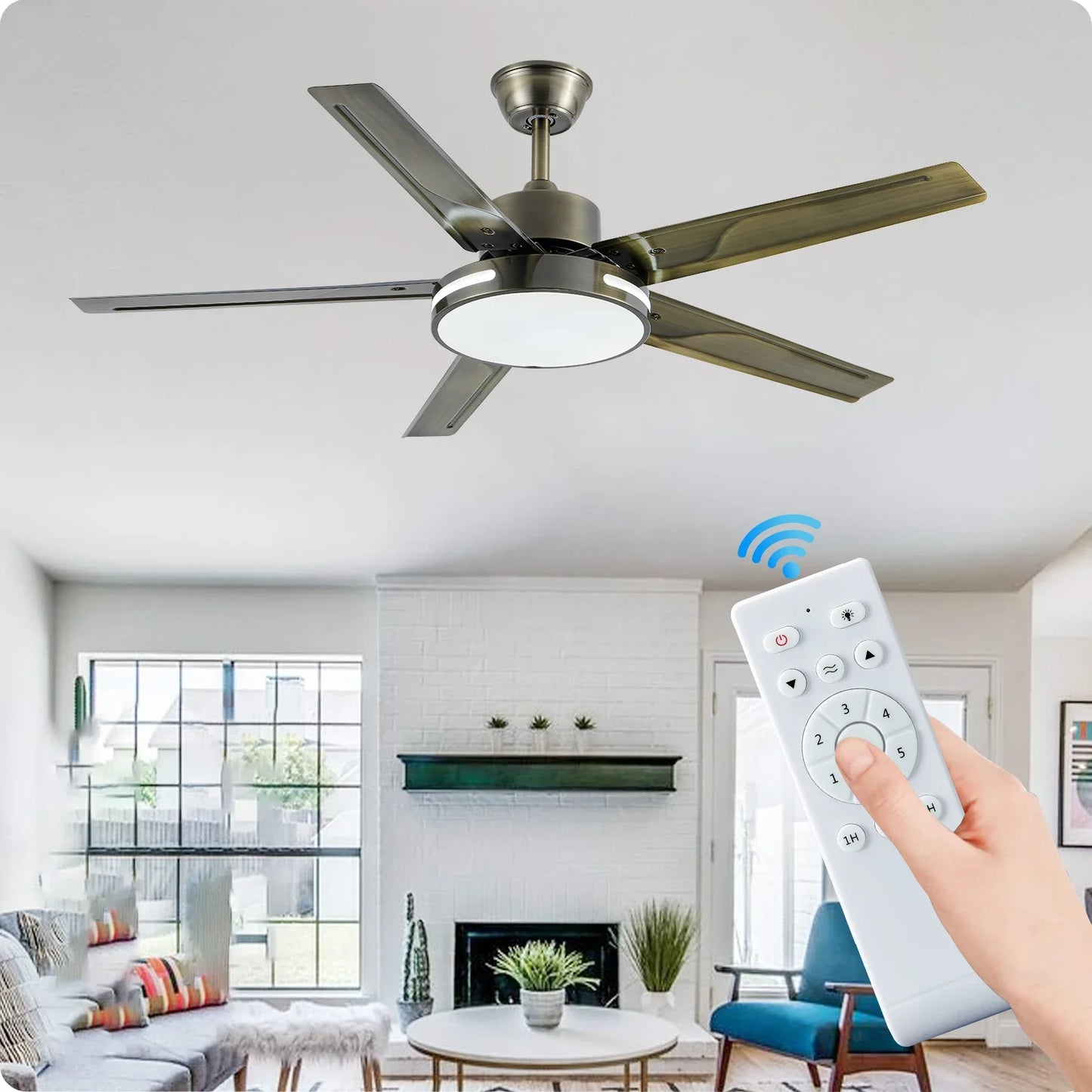 52 inch living room ceiling fan lamp DC motor reversible blade remote control modern home appliances room bedroom ventilation