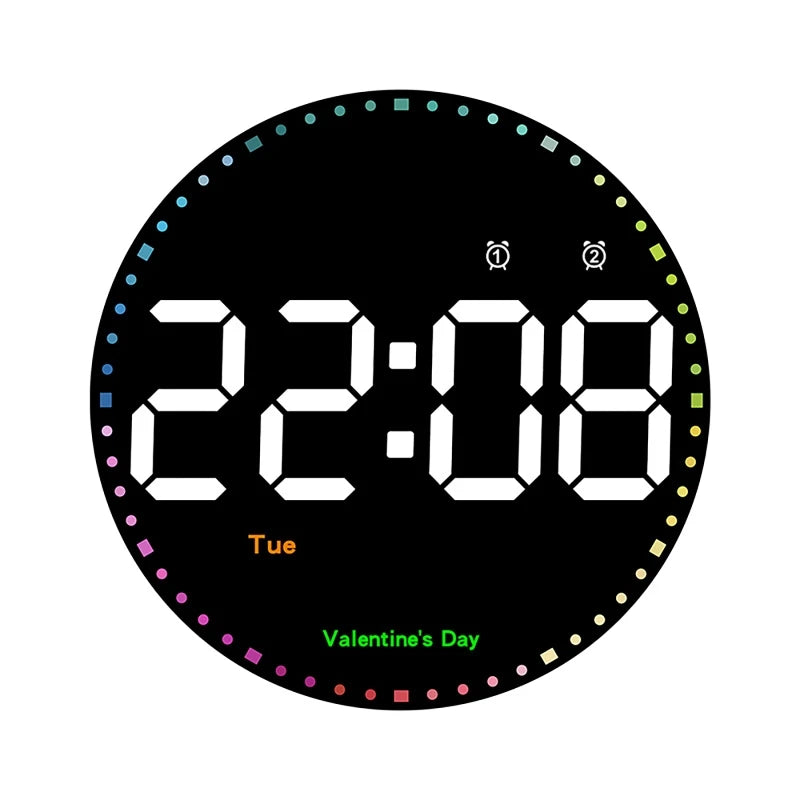 Digital Electronic Clock With calendar Large Display Wall Hanging Clock Home Deco LED Clock Smart dazzling Color Watch