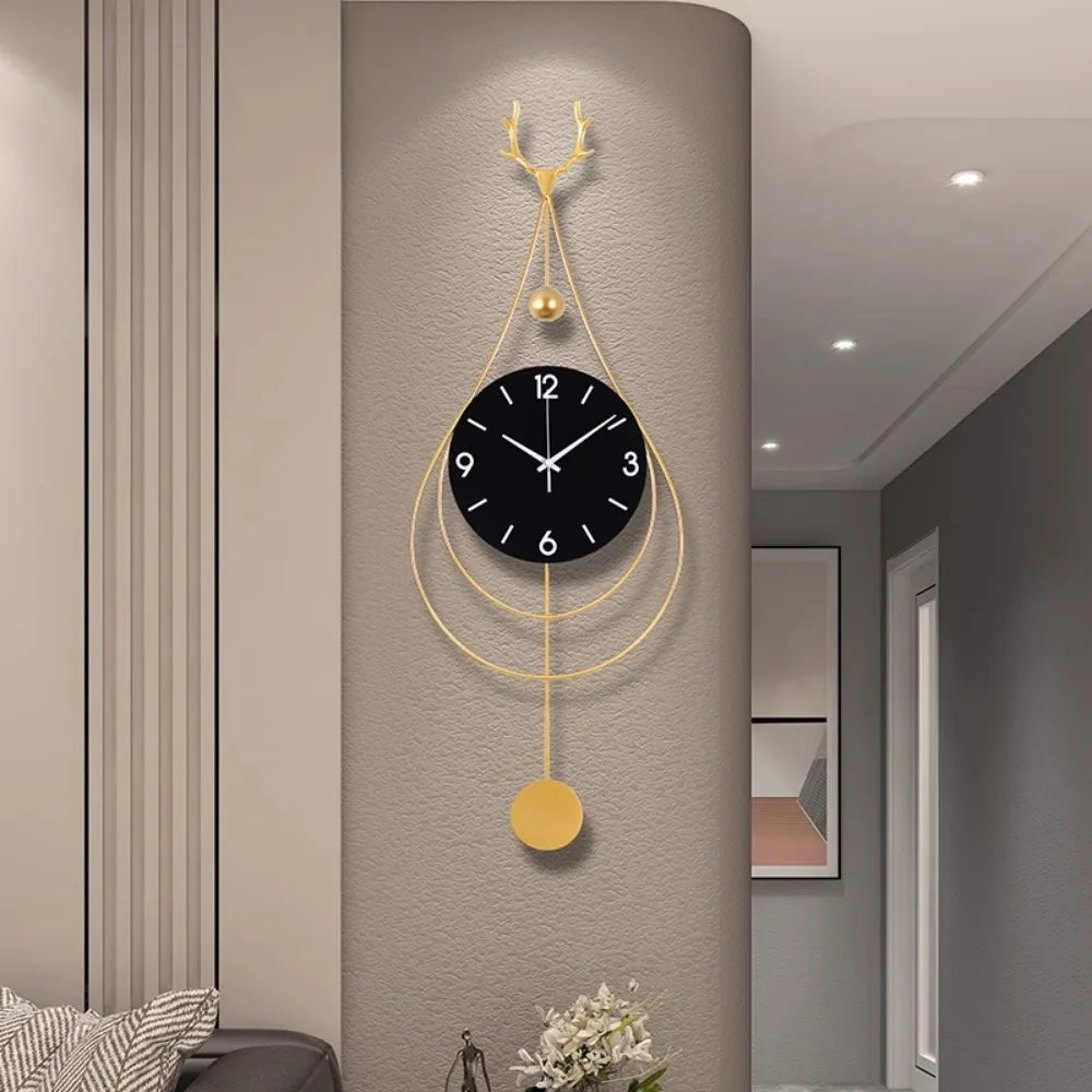 Modern Bedroom Wall Clocks Luxury Design Quiet Metal Wall Clocks Gold Black Reloj Pared Decorativo Furniture Living Room