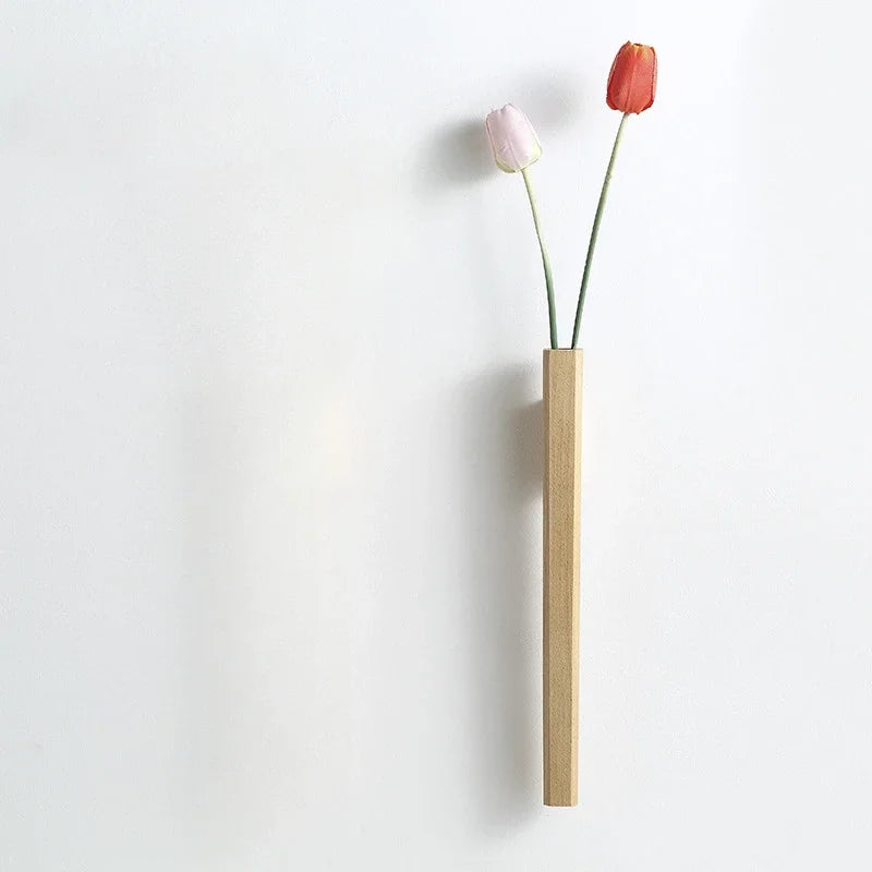 Wall Hanging Vase Home Wall Decoration Porch Living Room Bohemian Style Wooden Solid Wood Flower