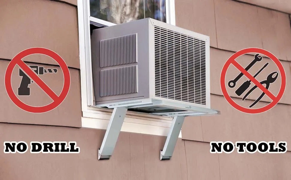 Air Conditioner Bracket - No Tools or Drilling Required - Heavy Duty Steel Holds 200 Pounds - Fits 19.25Hx17.25L Window
