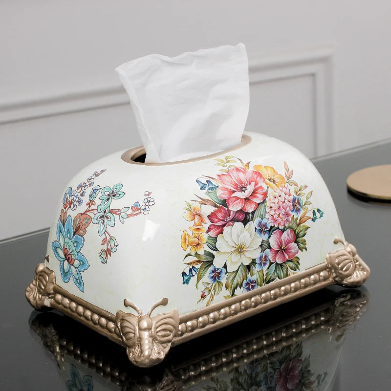 European-style living room coffee table simple drawing paper box home American light luxury ceramic bread tissue box decoration