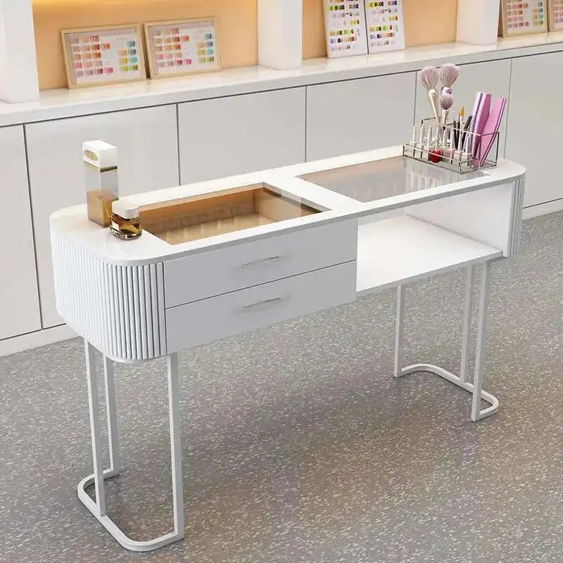 Simple Professional Nail Table Modern Luxury Nail Artist Manicure Table Wooden Storage Mesa De Manicure Salon Furniture KMNT