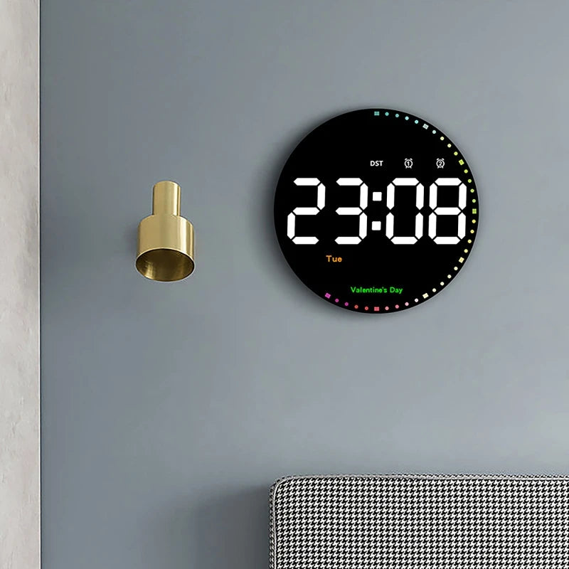 Digital Electronic Clock With calendar Large Display Wall Hanging Clock Home Deco LED Clock Smart dazzling Color Watch