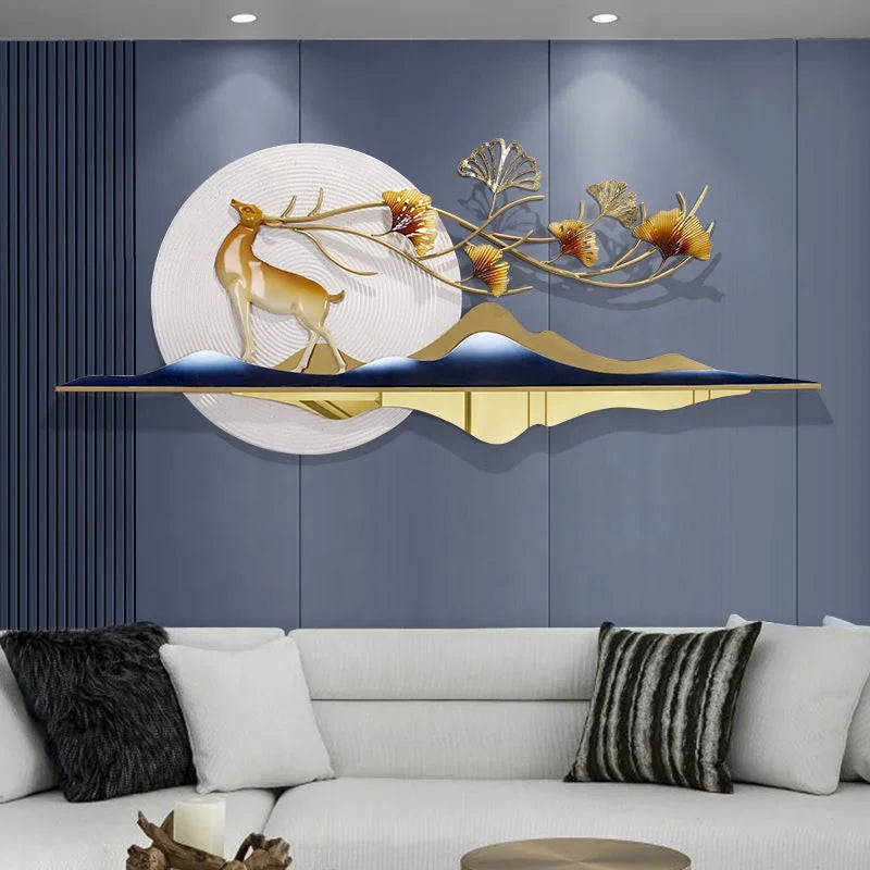 Light Luxury Modern Creative Dear Design Wall Decor Living Room Bed Room Hotel Background Metal Handmade Wall Hanging