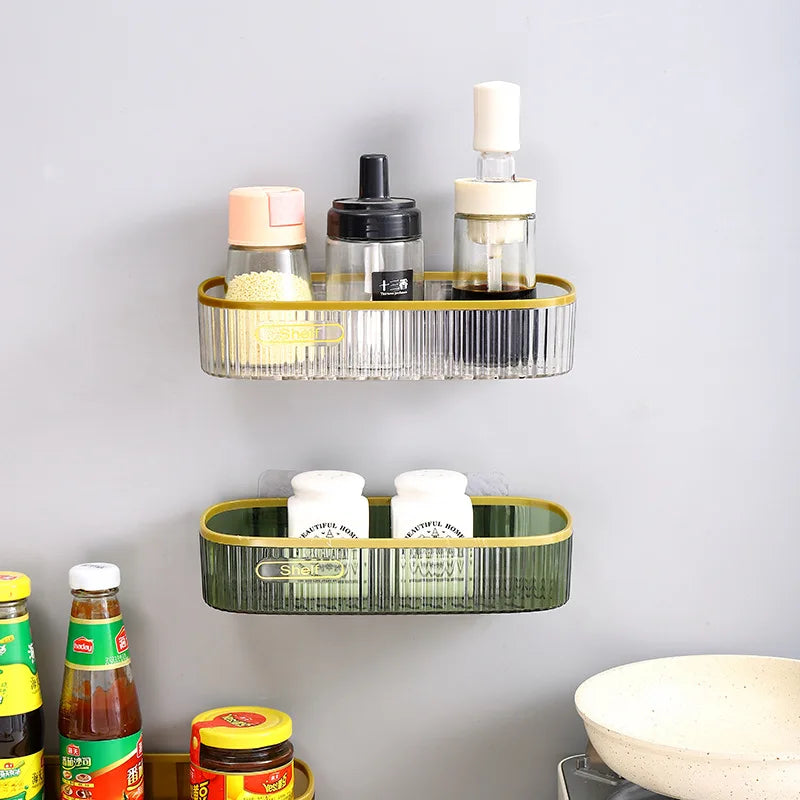 Multi-Purpose Wall Mounted Bathroom Storage Rack No Punching Storage Rack Space-Saving Organizer Kitchen Bathroom Supplies