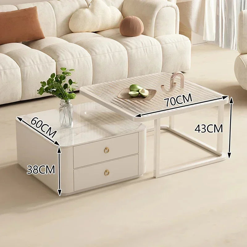 Simple Modern Coffee Table Luxury Storage Bedroom Low Coffee Table White Minimalist Meubles De Salon Living Room Furniture White