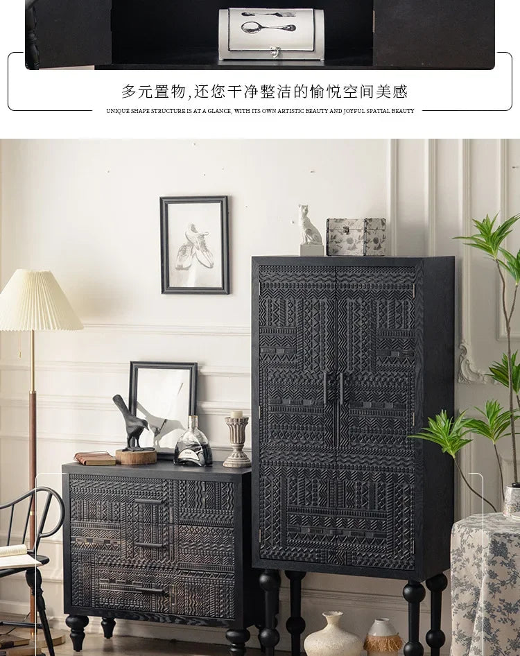 Open Buffet Solid Wood Sideboards Living Room Dresser Closets Luxury Display Cabinet Entrance Credenza Dining Room Furniture