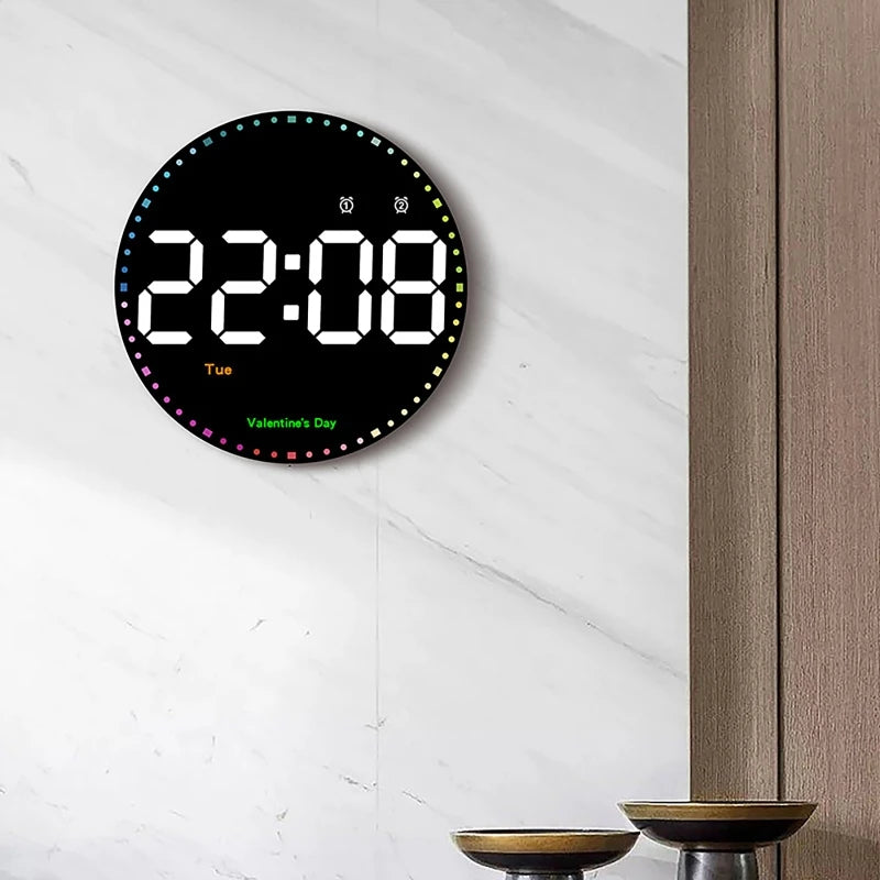 Digital Electronic Clock With calendar Large Display Wall Hanging Clock Home Deco LED Clock Smart dazzling Color Watch