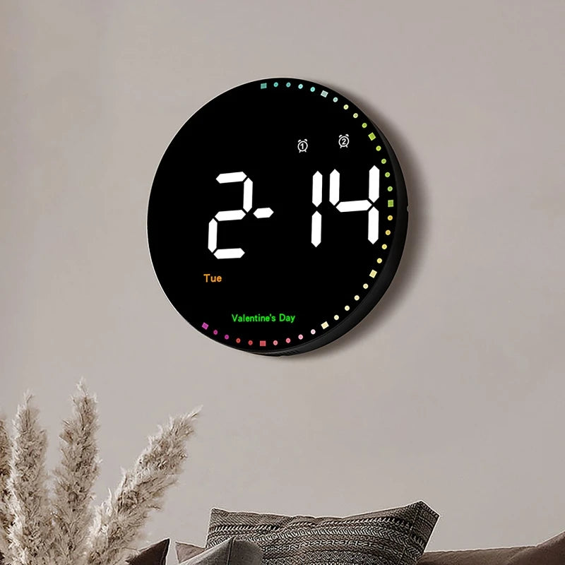Digital Electronic Clock With calendar Large Display Wall Hanging Clock Home Deco LED Clock Smart dazzling Color Watch