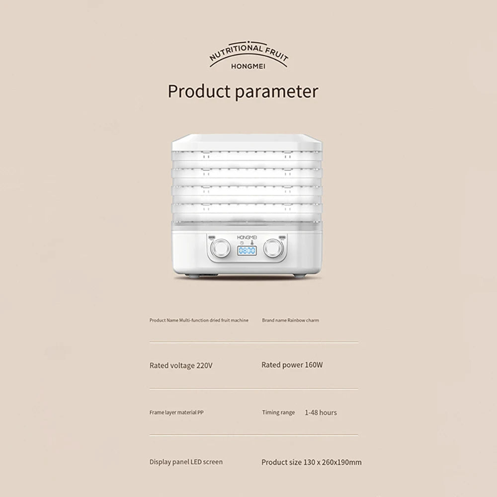 5 Layer Smart Electric Food Dryer 110V 220V Fruit Vegetable Dehydrator Machine for Dry Beef Jerky Meat Fish Tea 식품건조기 음식짤순 건조기시트
