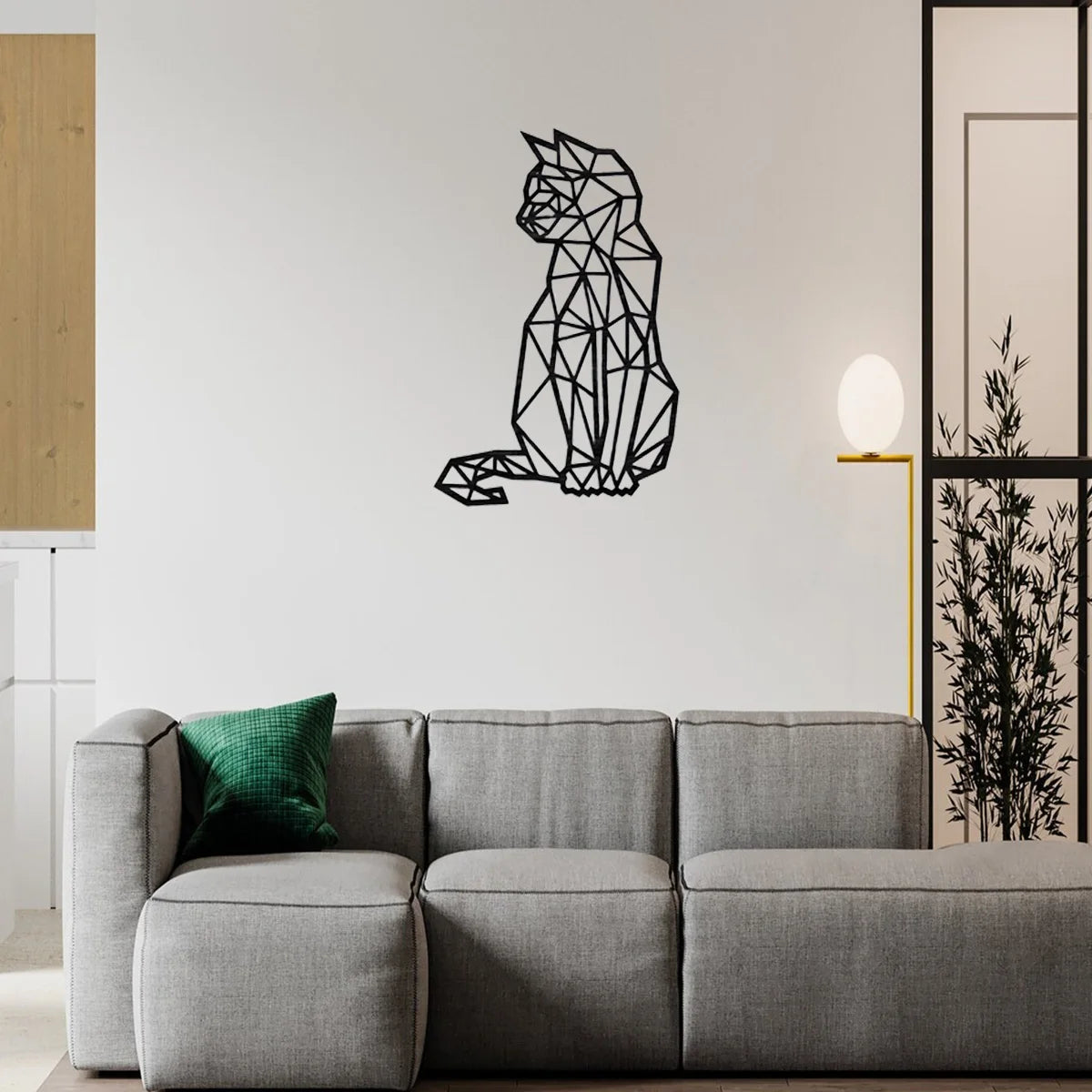 Metal Cat Wall Decor Wall Art Hollow Out Geometric Decor Polygonal Wall Artist Home Wall Art Decoration