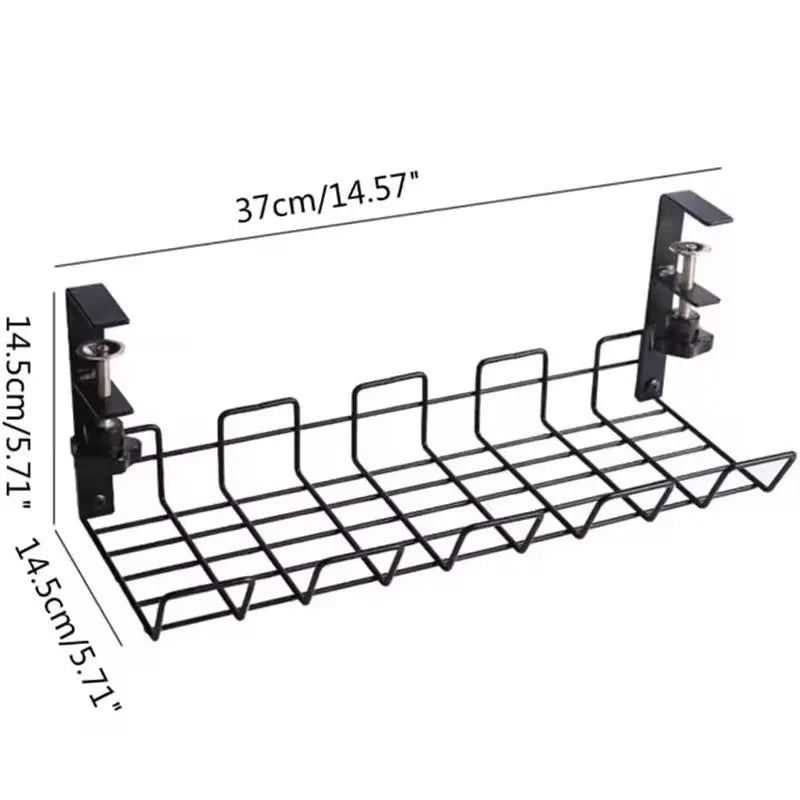 Under Table Storage Rack Metal Cable Management Tray Home Office Desk Wire Organizer No Punching Kitchen Storage Accessories