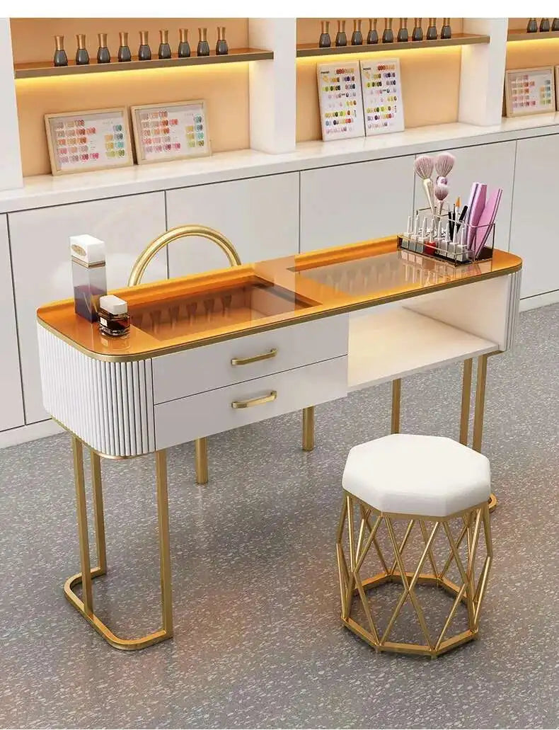 Simple Professional Nail Table Modern Luxury Nail Artist Manicure Table Wooden Storage Mesa De Manicure Salon Furniture KMNT
