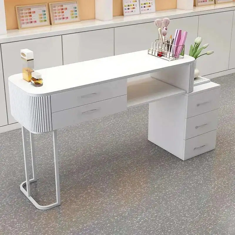 Simple Professional Nail Table Modern Luxury Nail Artist Manicure Table Wooden Storage Mesa De Manicure Salon Furniture KMNT