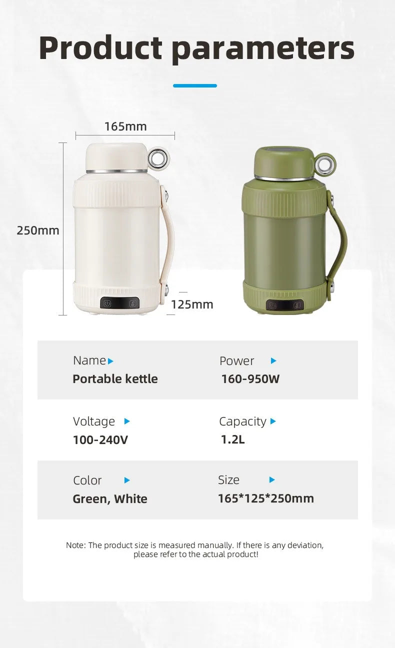 1.2L Electric Kettle Portable Kettle 316 Stainless Steel Kettle Reservation Insulation Kettle Automatic Power Off Adjust Tempera