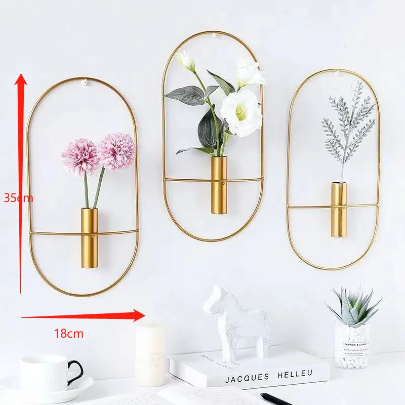 Wall Decoration Flower Vase Rack Iron Wall Hanging Creative Nordic Style Aesthetic Room Decor Living Room Decoration Gifts