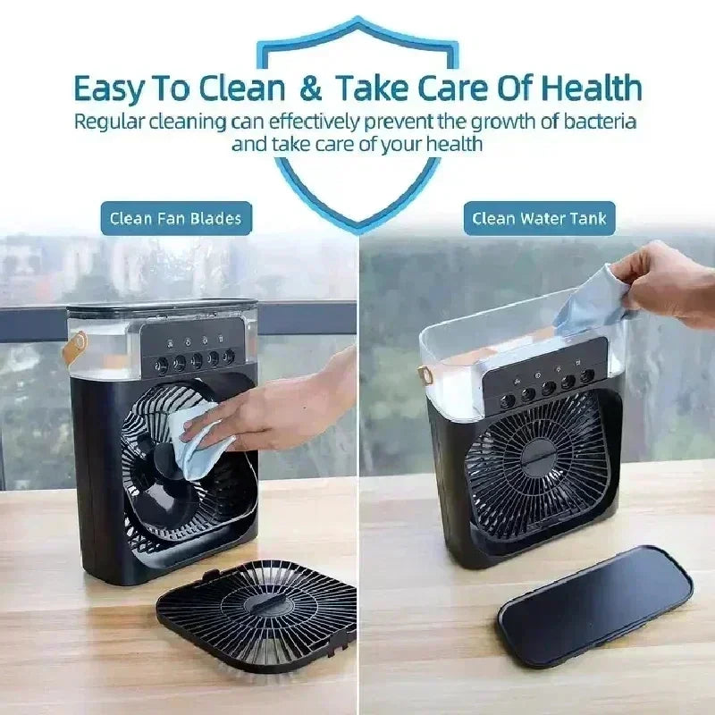 2025 New Portable Fan Air Conditioners USB Electric Fan LED Night Light Water Mist Fun 3 In 1 Air Humidifie For Home