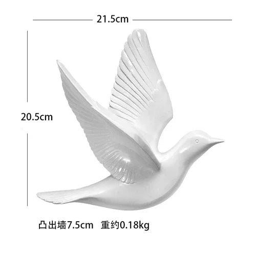 European White Three-dimensional Bird Wall Decoration Living Room Swallow Wall Hanging Abstract Animal Ornaments Home Decoration