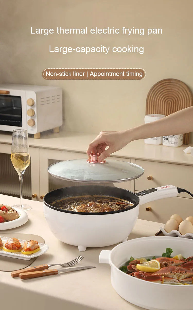 DMWD 3L Multi-function Electric Stir-fry Meal Wok Non-Stick Frying Pan Food Steamer Smart Smoke-free Hot Pot Stew Cooking Heater
