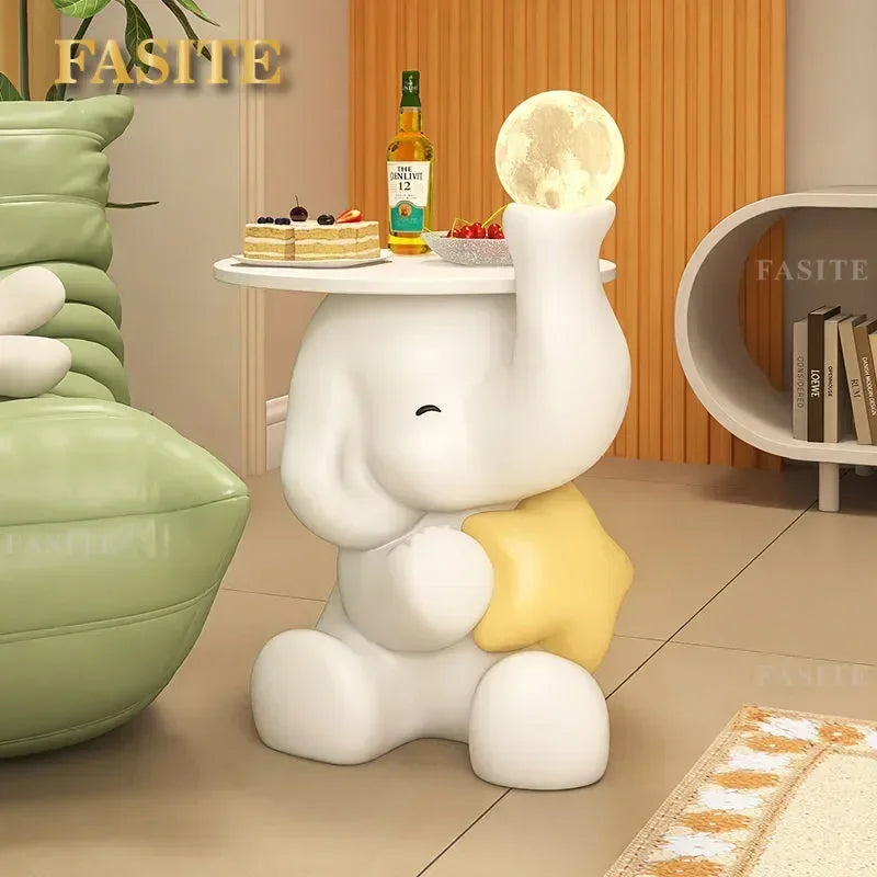 Creative Elephant Statue Side Table, living room Small Coffee Table, Bedroom Bedside Table, Cute Home Decor Furniture, Modern