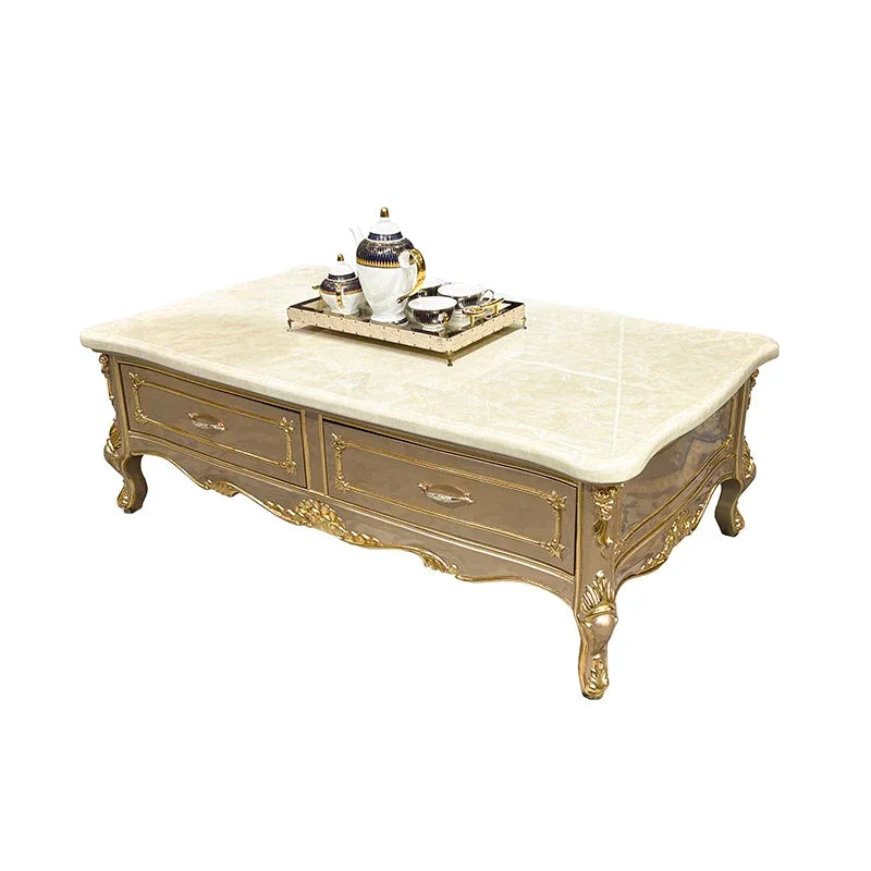 French solid wood coffee table, European court carved small apartment living room tea table neoclassical, furniture45