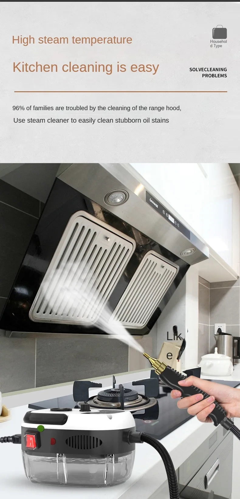 Steam Cleaner High Temperature Pressurized Handheld Steam Cleaning Machine for Kitchen Furniture Bathroom Car