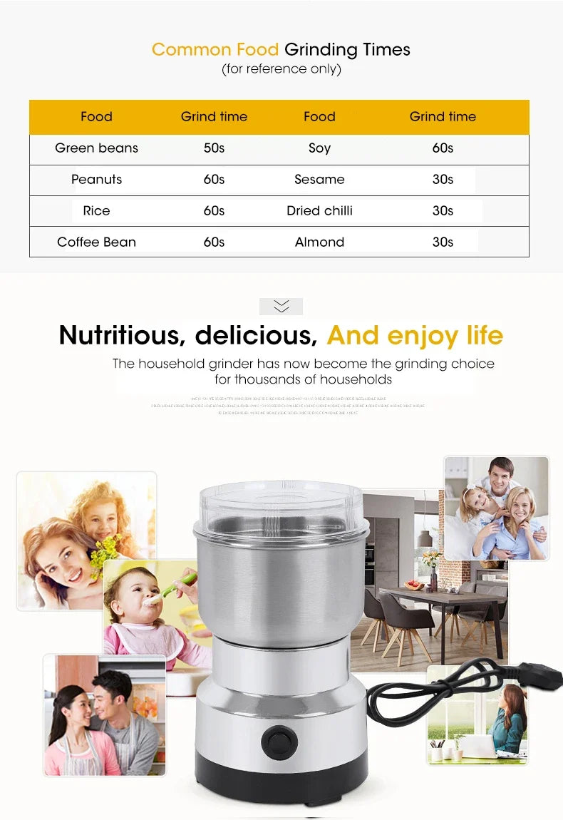Mini Electric Grinder Household 300ml Ultrafine Baby Food Pulverizer Coffee Grinder Spice Pepper Grinder Grain Mill 4 Blades