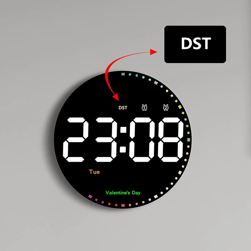 Digital Electronic Clock With calendar Large Display Wall Hanging Clock Home Deco LED Clock Smart dazzling Color Watch